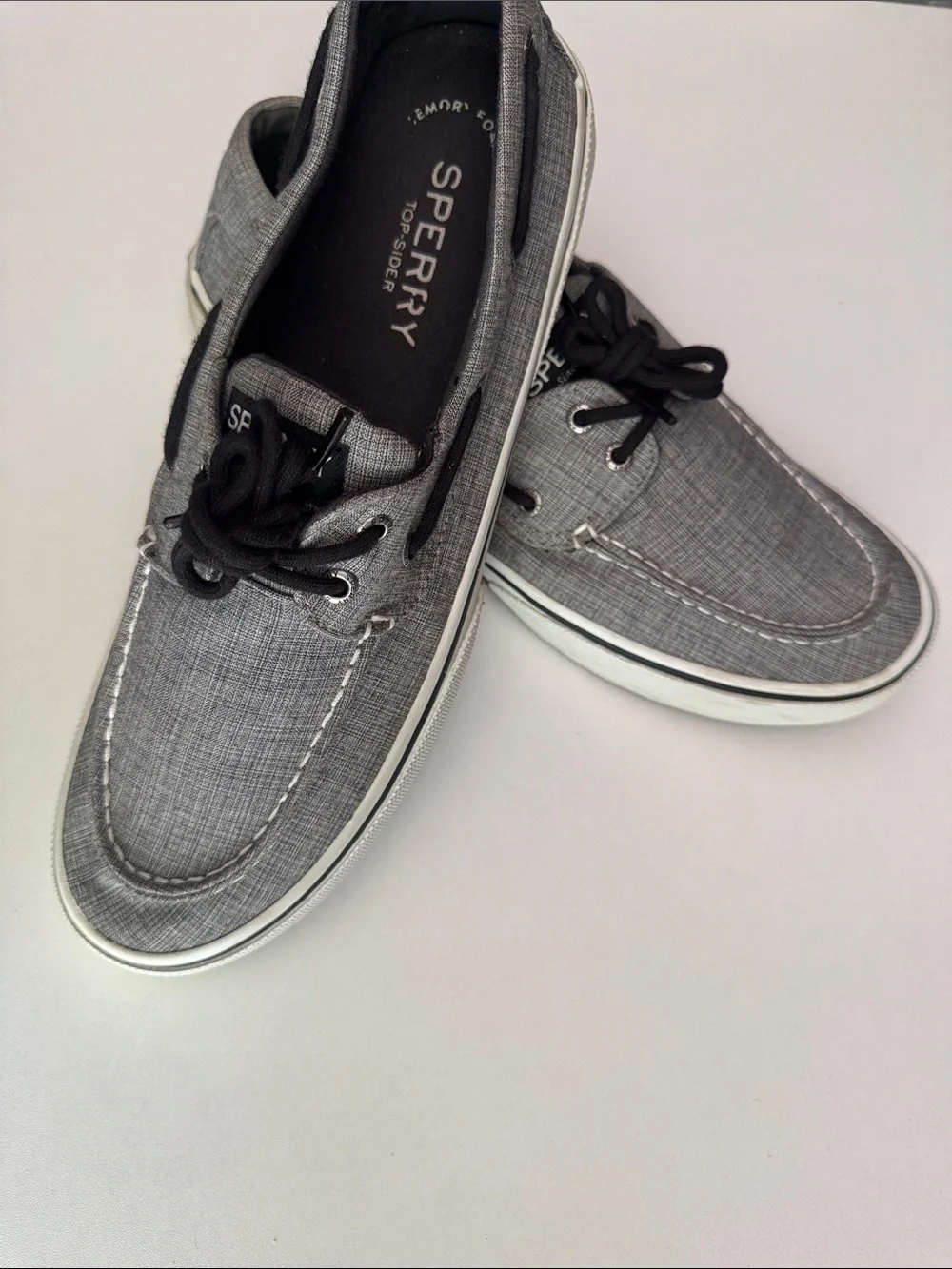 Sperry Memory Foam Top Slider Gray Canvas Moc-Toe Boat Shoes